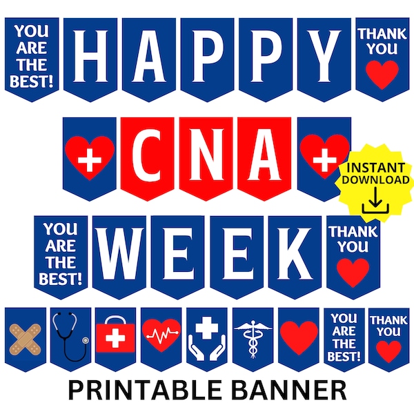 Certified Nursing Assistant Week Printable Banner, CNA Week Sign, CNA Appreciation Week, CNA Day, Nursing Assistant Appreciation