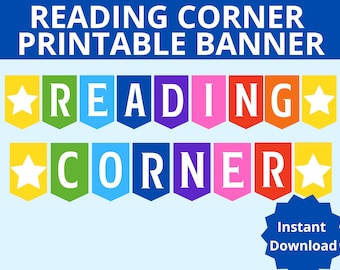 Estandarte de la esquina de lectura imprimible, decoración de la esquina de lectura imprimible, decoración de la esquina de lectura, rincón de lectura, estandarte de la escuela, signo de lectura