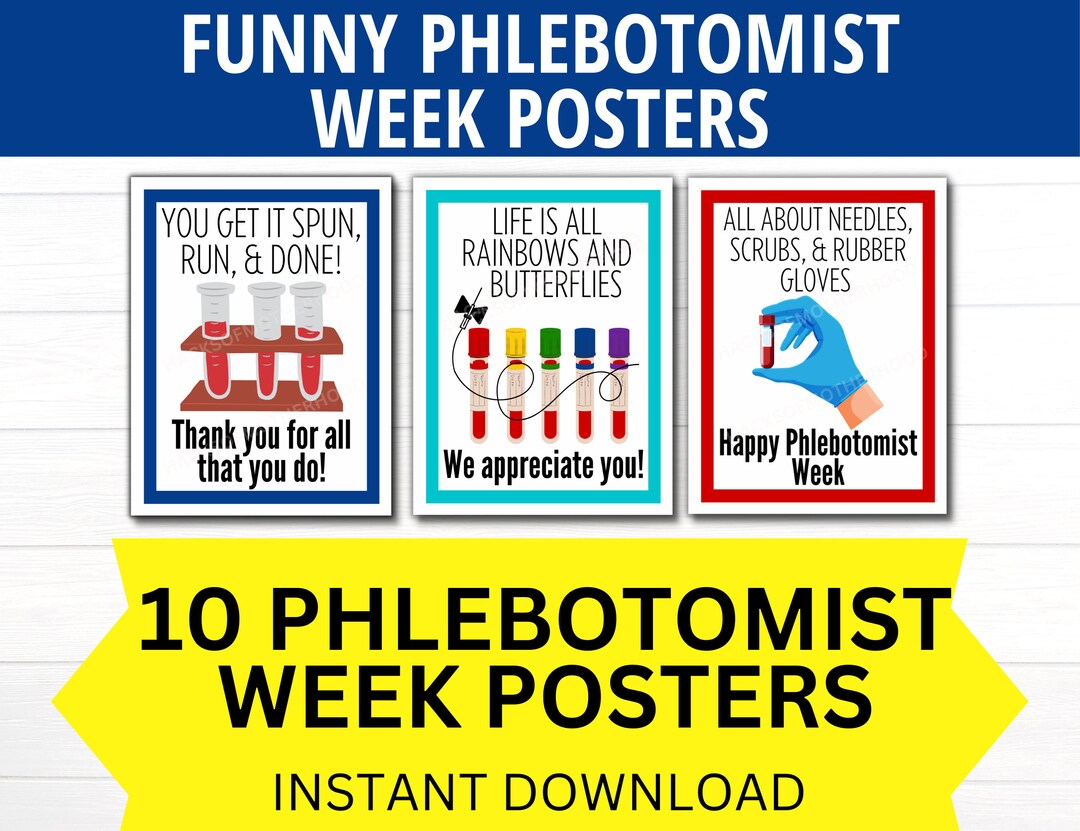 Phlebotomist Week Printable Poster Bundle, Phlebotomy Week Signs