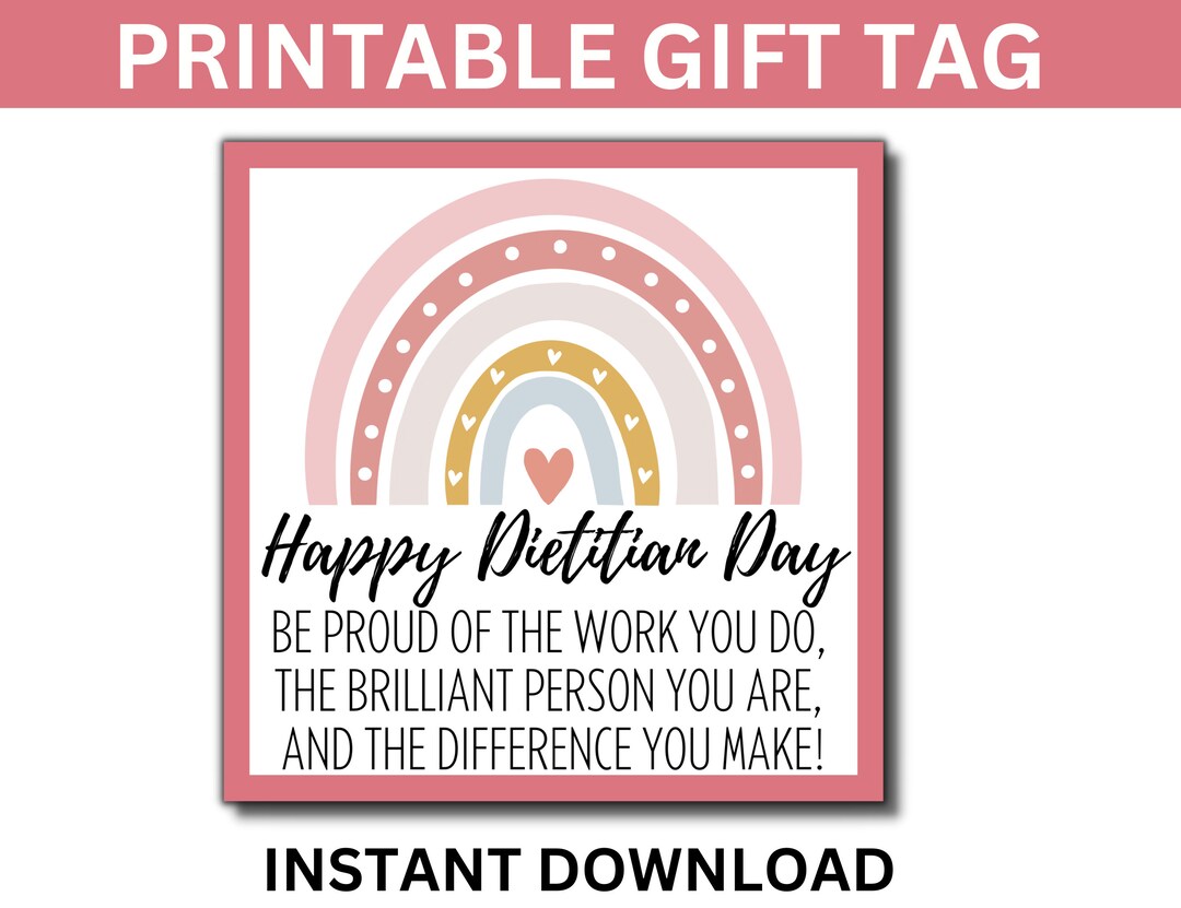Dietitian Day Printable Gift Tags, Happy Dietitian Day, Registered