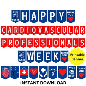 Banner stampabile della settimana dei professionisti cardiovascolari, segno felice della settimana CVT, tecnico cardiovascolare, settimana di apprezzamento dell'Heart Team, settimana CVT