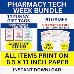 Pharmacy Tech Day Printable Bundle,Pharmacy Tech Gift, Pharmacy Technician Appreciation, Pharmacy, Pharmacy Recognition, Tech Day gift