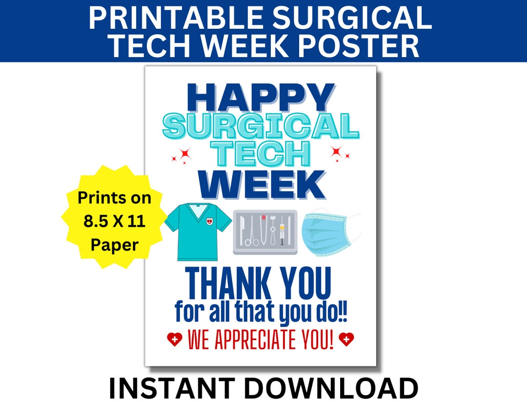 Surgical Scrub Tech Printable Sign, Happy Surgical Scrub Tech Week