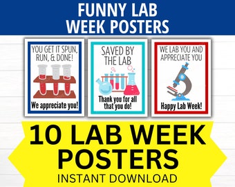 Lot d'affiches imprimables drôle labo, semaine des professionnels de laboratoire médical, appréciation des professionnels de laboratoire, cadeau de semaine de labo, laboratoire médical