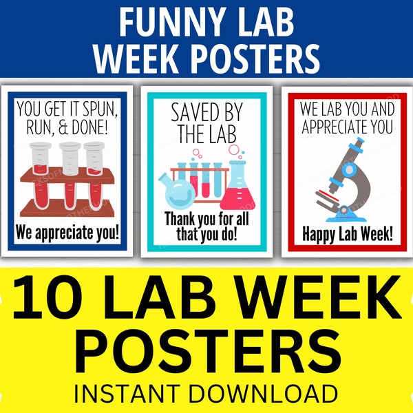 Funny Lab Week Printable Poster Bundle, Medical Laboratory Professionals Week, Lab Professionals Appreciation, Lab Week Gift, Medical Lab