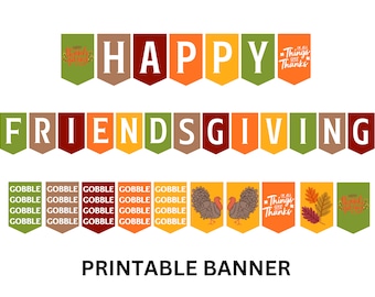 Baner do druku Friendsgiving, Znak do druku Happy Thanksgiving, Baner Friendsgiving, Dekoracje na Święto Dziękczynienia, Szczęśliwego Święta Dziękczynienia, Baner jesienny