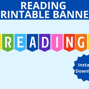 Reading Banner Printable, Reading Classroom Decoration Printable, Reading Corner Decor, Reading Nook, School Printable Banner, Reading Sign