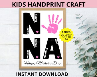 Nana Mother's Day Handprint Craft, Nana Mother's Day Handprint Printable, Nana Printable Gift, Kids Handprint Craft, Keepsake Craft from Kid