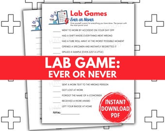 Lab Week Games Printable Ever or Never Lab Games Lab Week activity Medical Laboratory Professionals Week Lab Tech Medical Lab phlebotomy