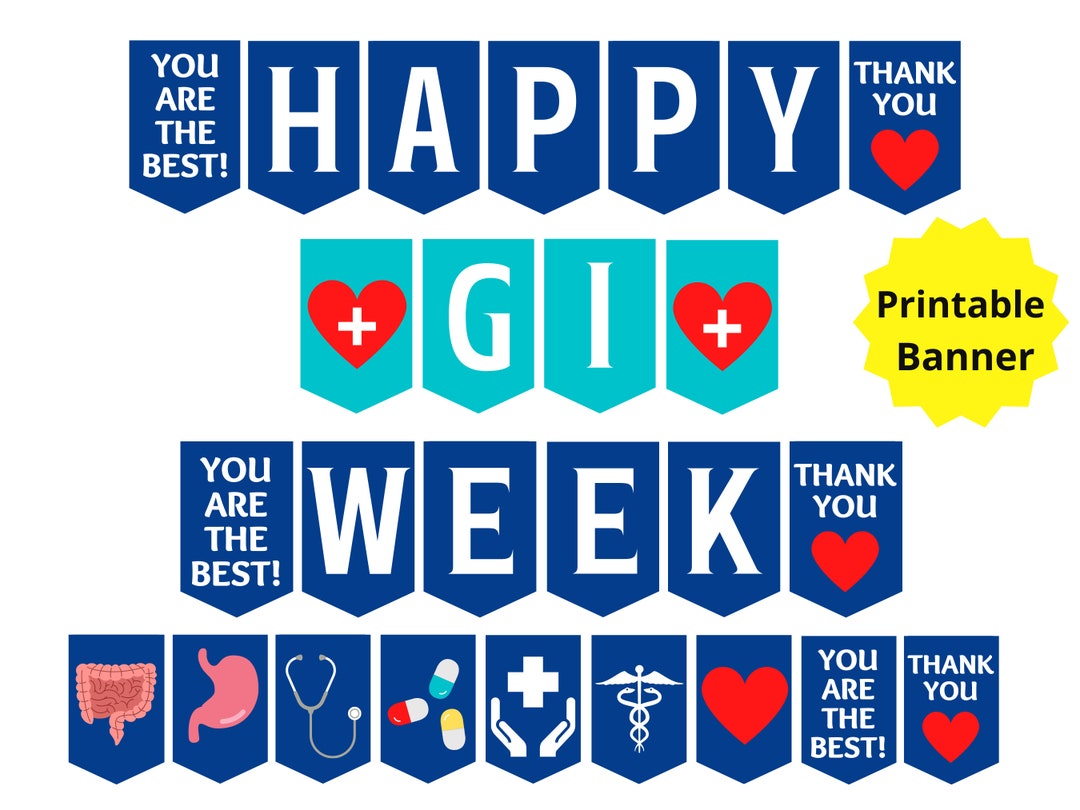 Happy GI Week Printable Banner, Gastroenterology Week, GI Nurse Gift