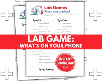 Lab Week Games Printable Lab Games What's On Your Phone Lab Week activity Medical Laboratory Professionals Week Lab Tech Medical Lab