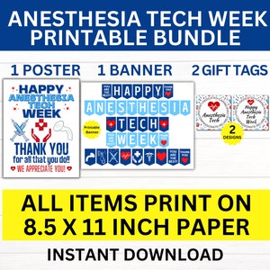 Anesthesia Tech Week Printable Bundle, Anesthesia Technician Week Sign, Anesthesia Tech Appreciation Week, Anesthesia Tech Week Gift