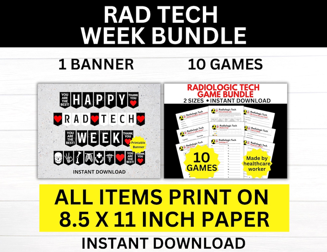 Rad Tech Week Printable Bundle, Radiologic Tech Week Banner, Rad Tech ...