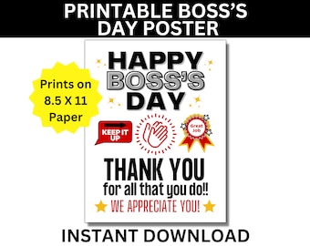 Cartel imprimible del Día del Jefe, Signo del Día del Jefe Feliz, Día Nacional del Jefe, Apreciación del Jefe, Mejor Jefe de todos los tiempos, Mejor Jefe del Mundo