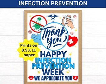 Plakat do druku z okazji Tygodnia Zapobiegania Zakażeniom, Znak z okazji Tygodnia Zapobiegania Zakażeniom, Prezenty z okazji Tygodnia Zapobiegania Zakażeniom, Pielęgniarka z zakresu zapobiegania zakażeniom