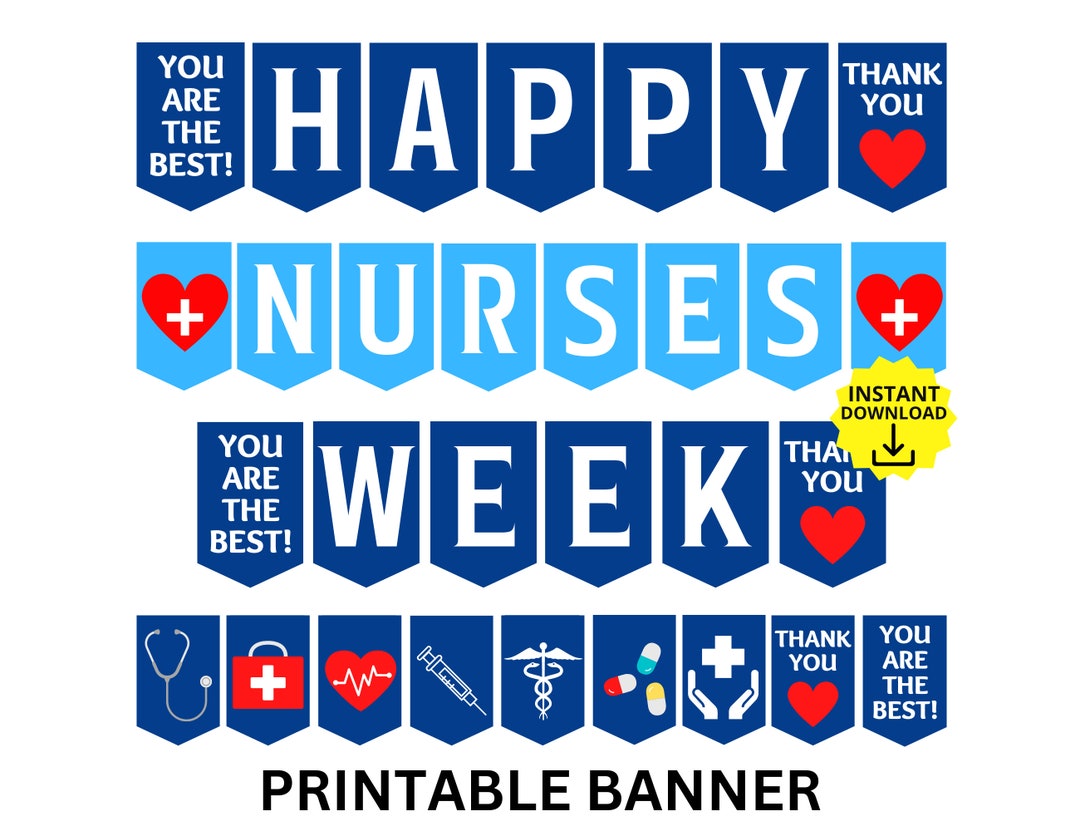Nurses Week Printable Banner, Happy Nurses Week Sign, Nurse