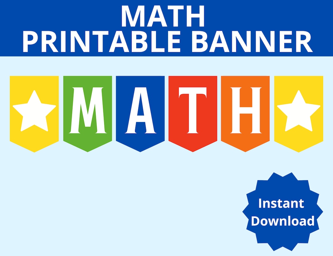 Math Banner Printable, Math Classroom Banner, Math Teacher, School ...
