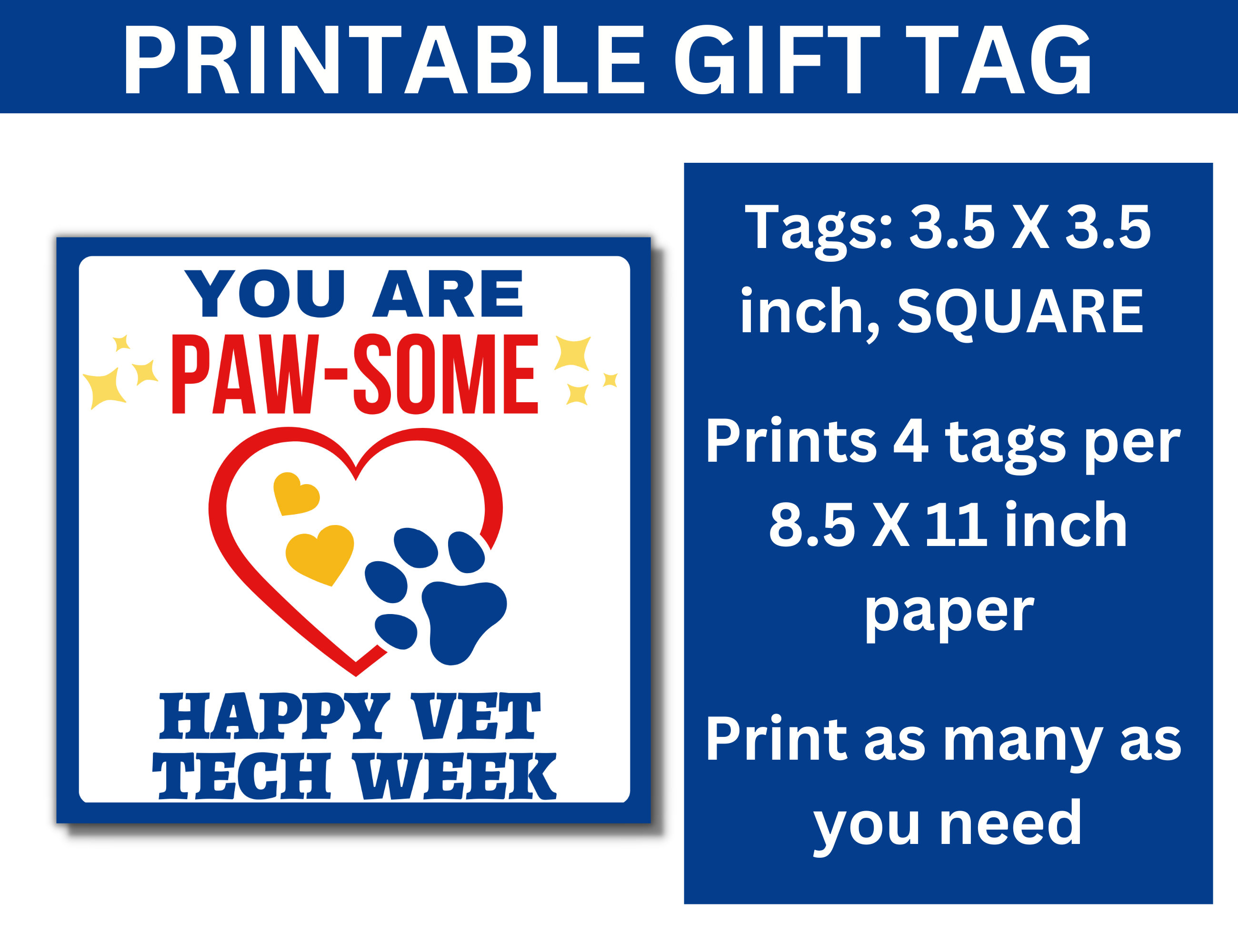 Vet Tech Week Printable Gift Tags Happy Vet Tech Gift Tags Etsy
