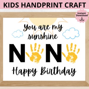 Nana verjaardag handafdruk ambacht, Nana verjaardag handafdruk afdrukbaar, Nana afdrukbaar cadeau, handafdruk kinderhandafdruk, aandenken ambacht van kind