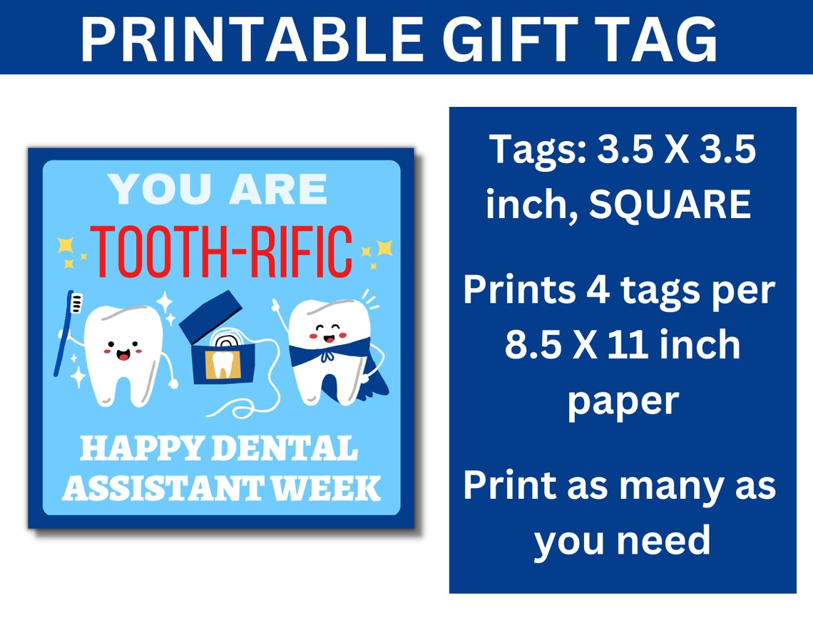 Dental Assistant Week Gift Tag, Happy Dental Assistant Week, Dental ...