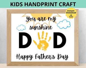 Father's Day Handprint Art Printable, Dad Handprint Kids Craft, Father's Day Gift, Dad Handprint Keepsake,