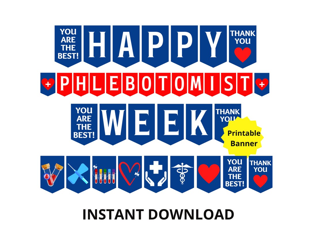 Phlebotomist Week Printable Banner, Happy Phlebotomy Week Sign