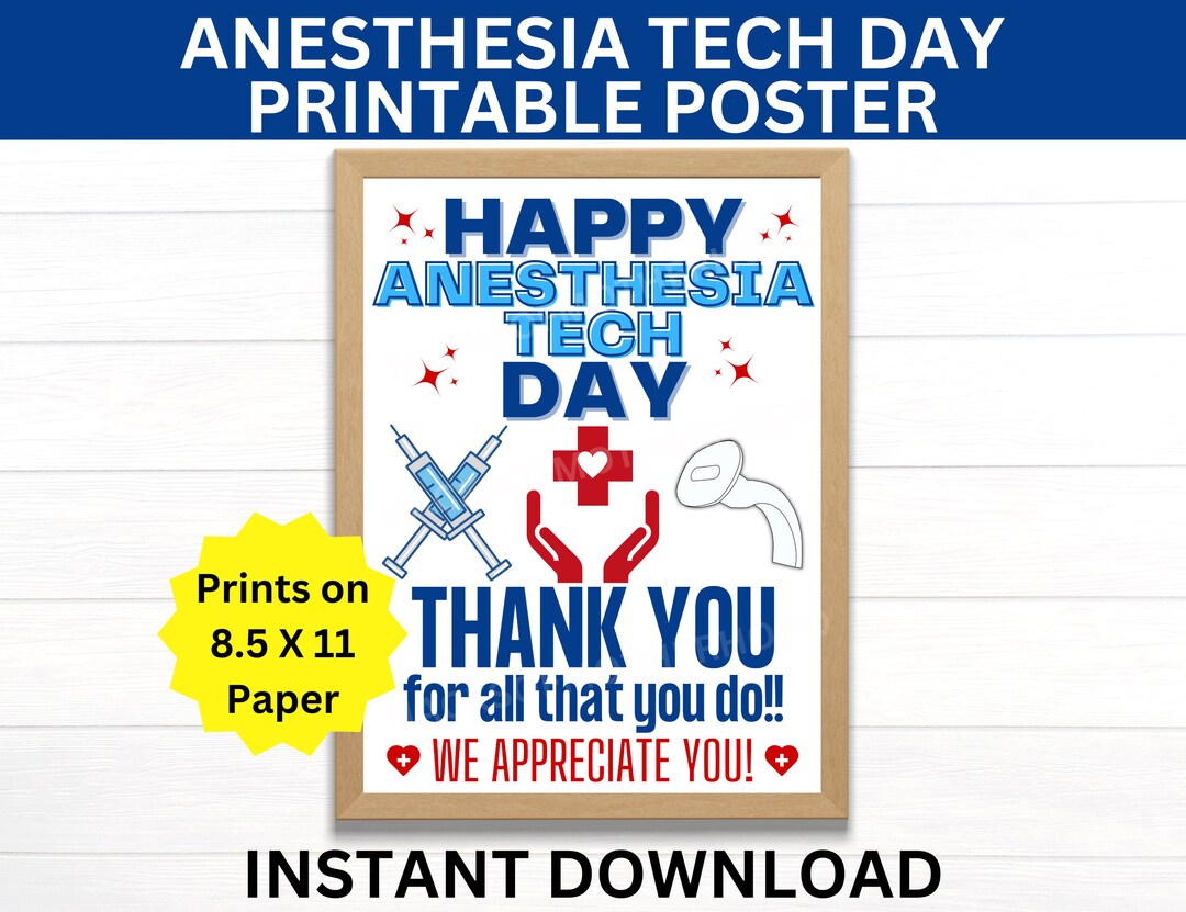 Anesthesia Tech Day Printable Poster, Anesthesia Technician Day Sign