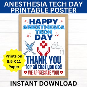 Anesthesia Tech Day Printable Poster, Anesthesia Technician Day Sign, Anesthesia Tech Appreciation Day, Anesthesia Tech Gift, Anesthesia