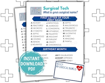 Surgical Tech Name Game, Medical Games, Surgical Technologist Week, Surgical Tech Appreciation, Surgical Tech Student, Surgical Tech Gift