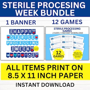 Sterile Processing Week Printable Bundle, SPD Week, Central Service Week, Sterile Processing Banner, Sterile Processing Appreciation, CSP