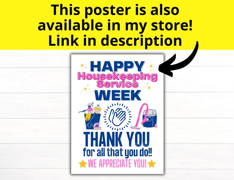Housekeeping Letras Housekeeping Service Week Printable Poster, Housekeeper Week Sign ...