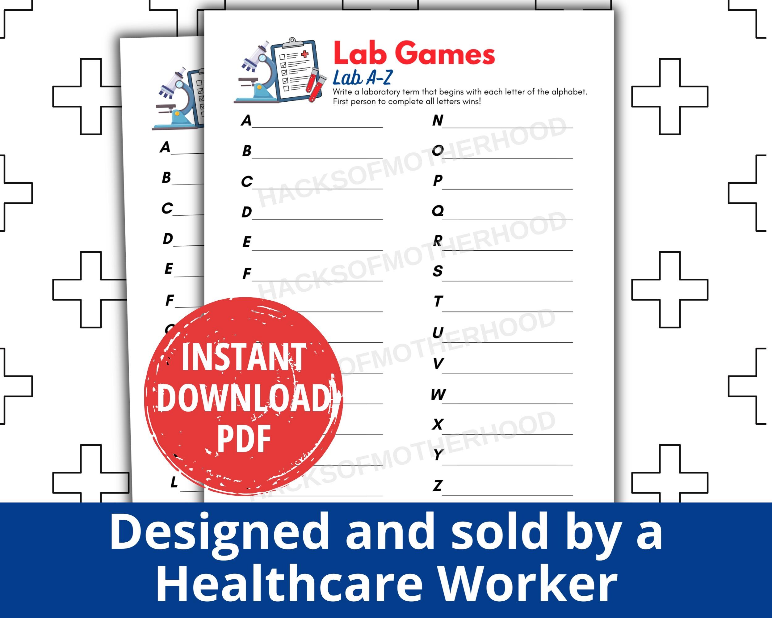 Lab Week Games Printable Lab Games A-Z Game Lab Week Activity Medical ...