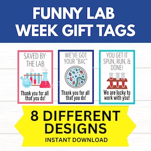 Funny Lab Week Printable Gift Tag Bundle, Medical Laboratory Professionals Week, Lab Professionals Appreciation, Lab Week Gift, Medical Lab