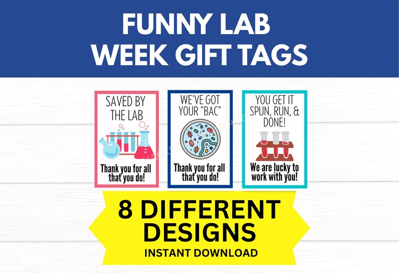 Lab Week Cdiff Joke Funny Lab Week Printable Gift Tag Bundle, Medical Laboratory ...