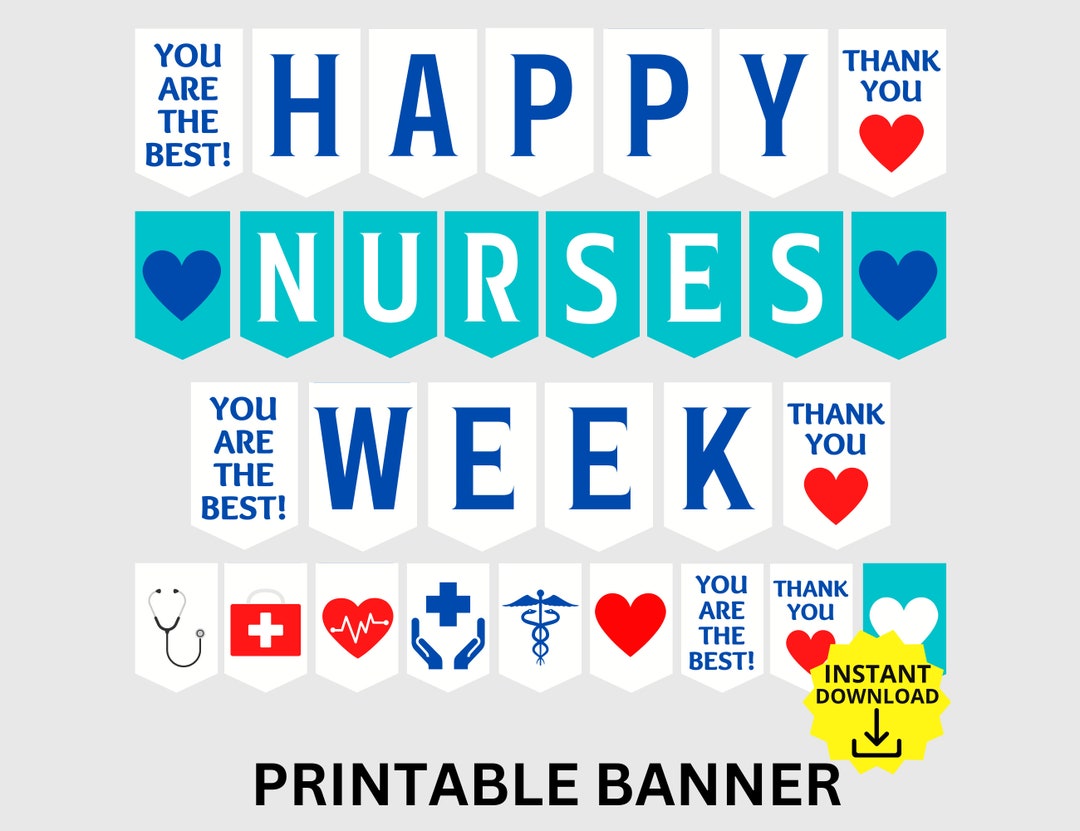 Nurses Week Printable Banner, Happy Nurses Week Sign, Nurse