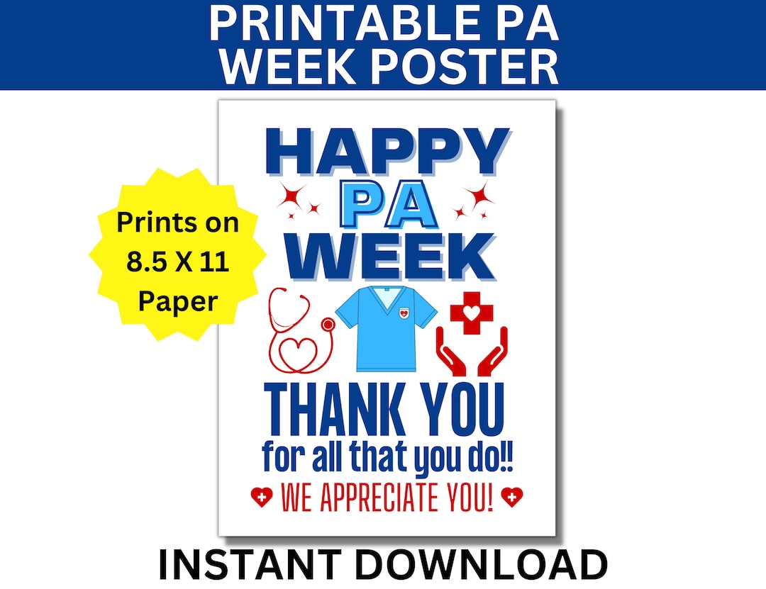 Physician Associate/physician Assistant Week Printable Poster, Happy PA