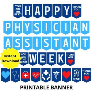 Physician Assistant/Physician Associate Week Printable Banner, Happy PA Week Sign, Physician Assistant Appreciation Week, PA Recognition