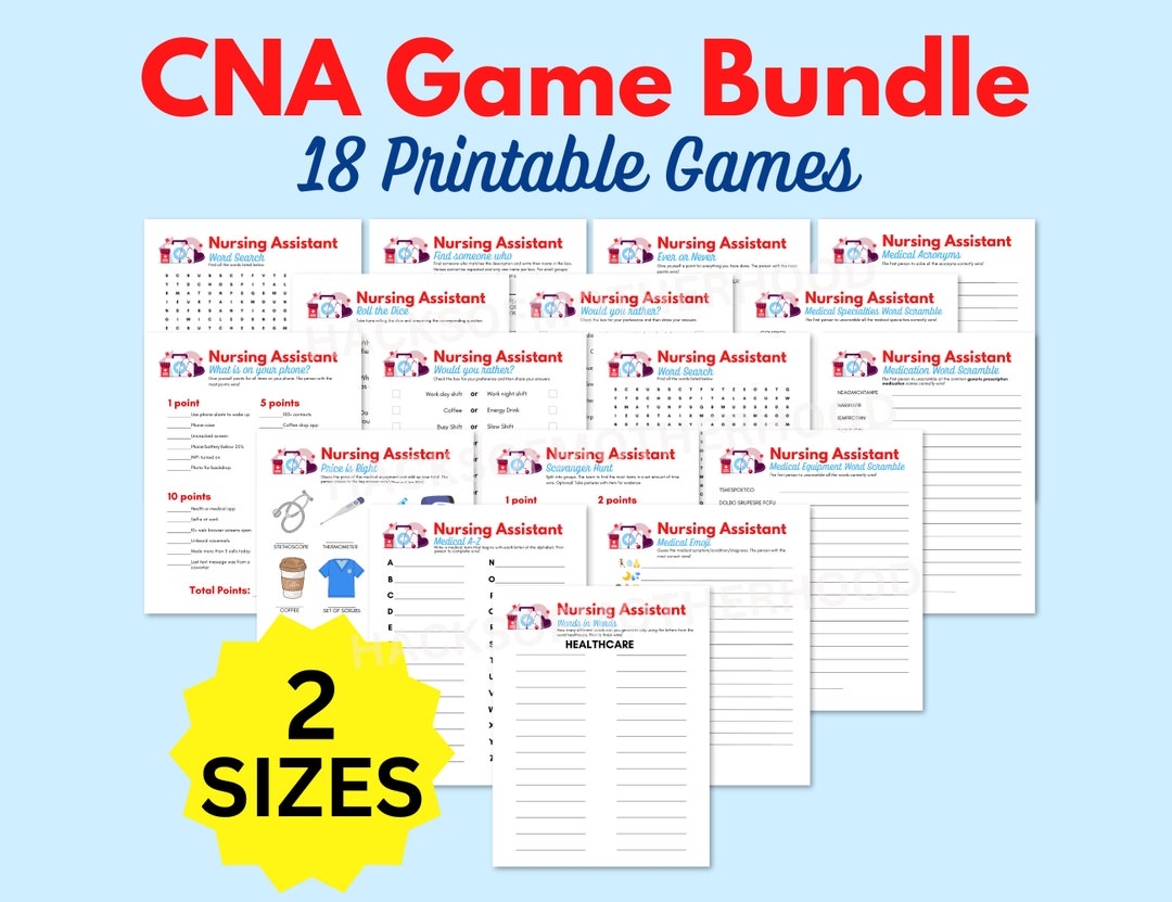 CNA Printable Game Bundle, Certified Nursing Assistant Week, CNA ...