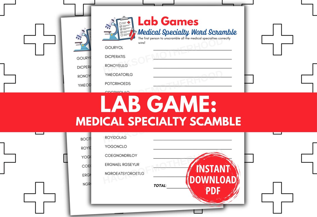 Lab Week Games Printable Medical Scramble Lab Games Lab Week Activity ...