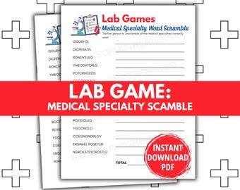 Lab Week Games Printable Medical Scramble Lab Games Lab Week activity Medical Laboratory Professionals Week Lab Tech Medical Lab phlebotomy