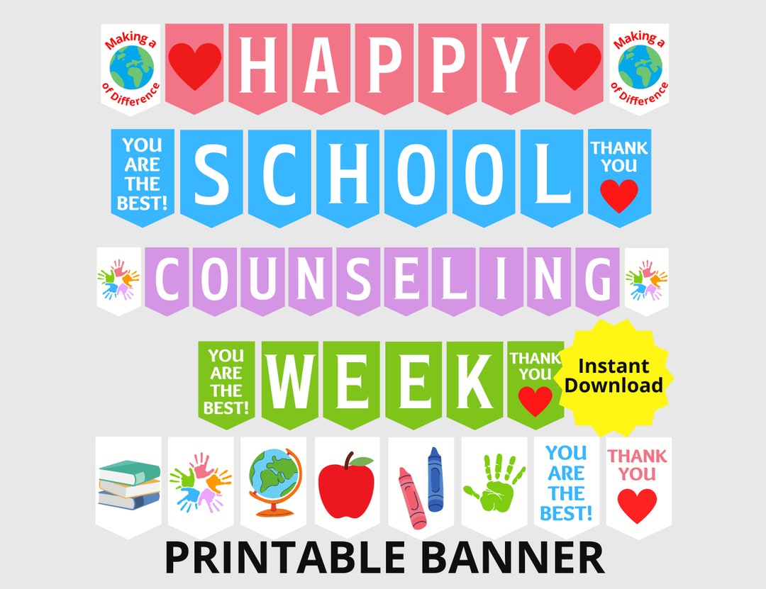 Happy School Counseling Week Printable Banner, School Counselor Week