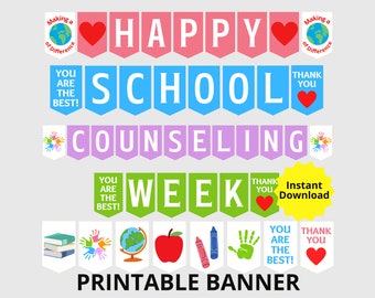 Happy School Counseling Week Printable Banner, School Counselor Week Sign, School Counselors Appreciation, School Counseling Gift, Counselor
