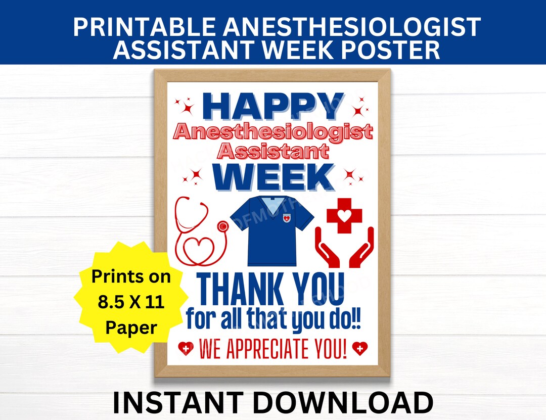 Anesthesiologist Assistant Week Printable Poster, Happy CAA Week, Anesthesiologist Assistant