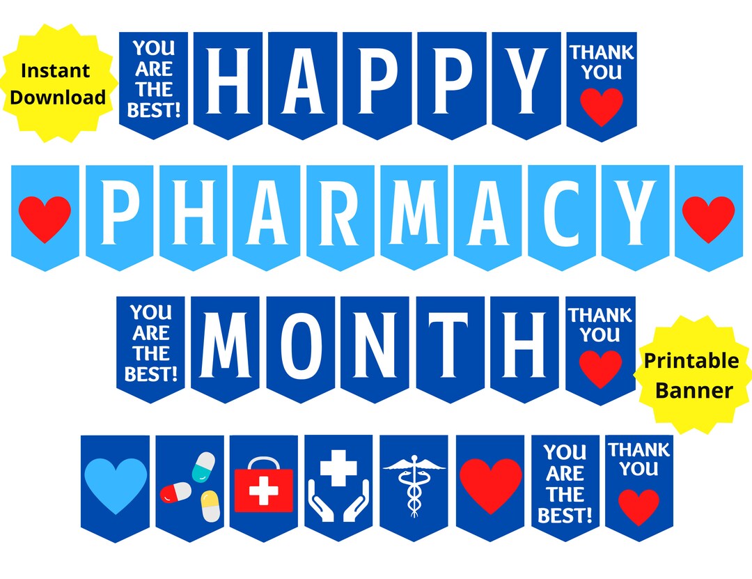 Pharmacy Month Printable Banner, Happy Pharmacy Month Banner
