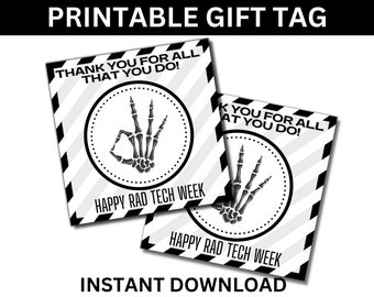 Tech Week Printable Labels Rad Tech Week Printable Gift Tags, Radiologic Technologist Week Tags ...