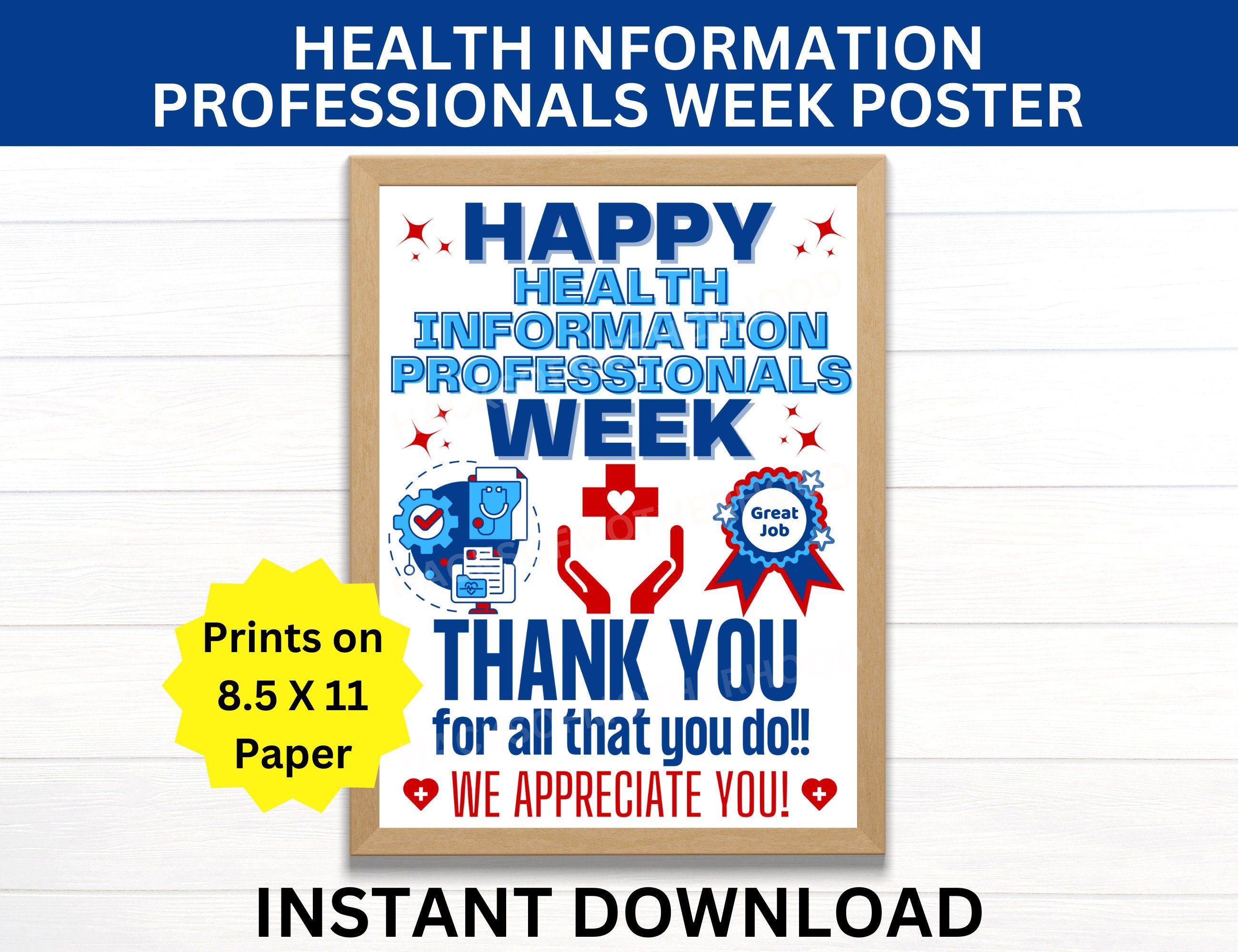 Health Information Professionals Week Printable Poster, Health Information Week Sign, HIP Thank you, Health Information Manager, HIP Week