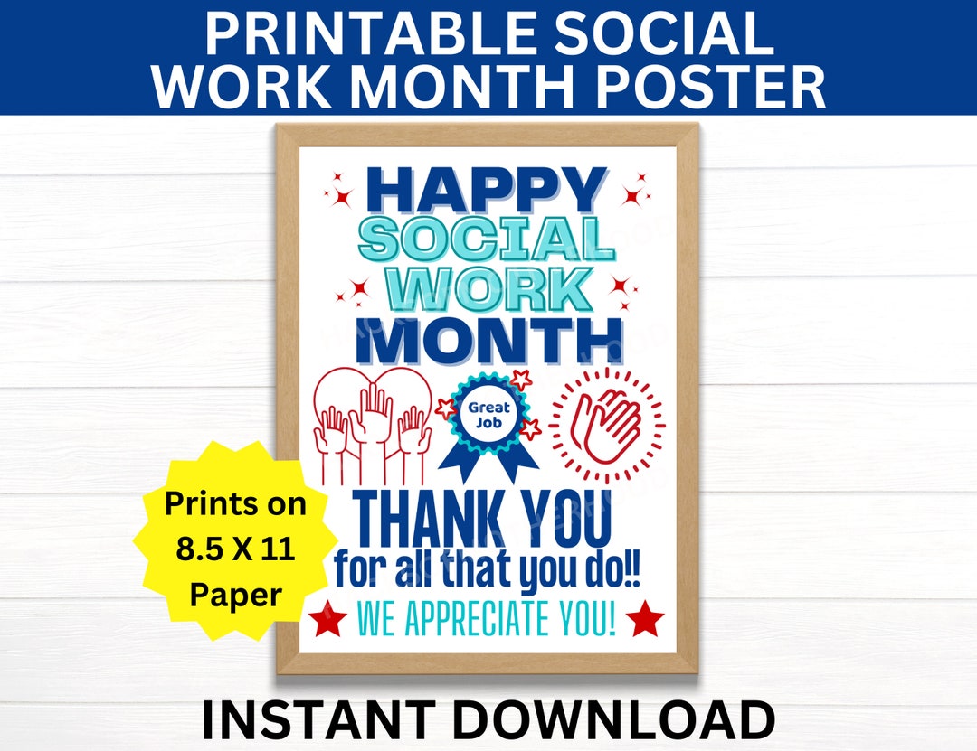 Social Work Month Printable Poster, Happy Social Work Month Sign