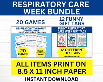 Respiratory Care Week Printable Gift Tags and Medical Games, Respiratory Therapist Week, NICU RT, RT Gift, Respiratory Therapy Student