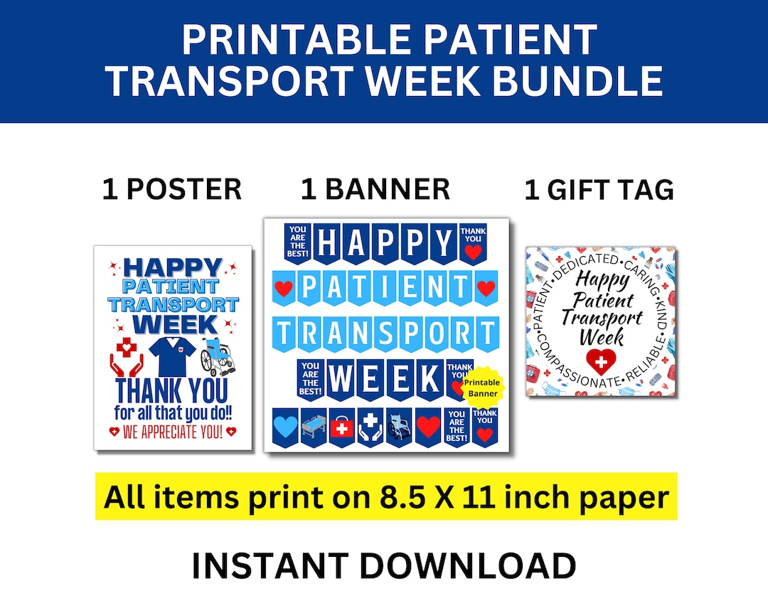 Patient Transport Week Printable Bundle, Happy Patient Transporter Week
