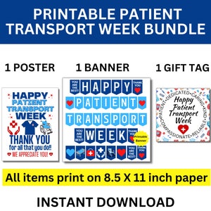 Patient Transport Week Printable Bundle, Happy Patient Transporter Week Gift, Patient Transport Appreciation, Medical Transport Team